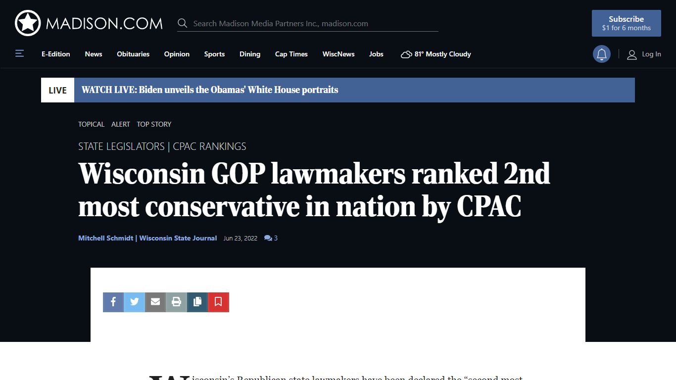 Wisconsin GOP lawmakers ranked 2nd most conservative in nation by CPAC ...