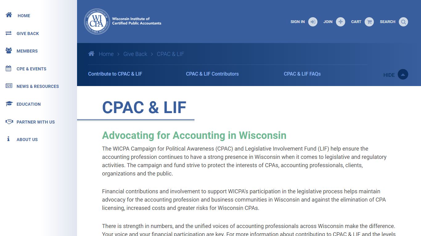 CPAC & LIF | Wisconsin Institute of CPAs